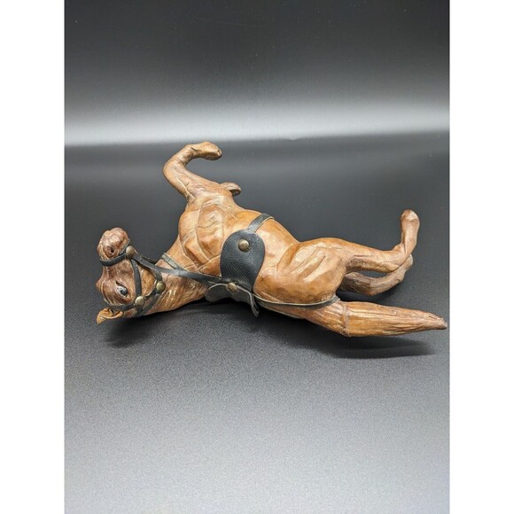 Vintage Toy Leather Wrapped Horse Figurine With Saddle & Bridle - Picture 4 of 6